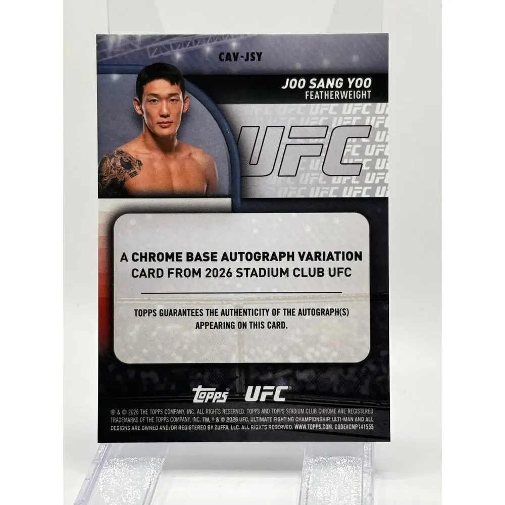 2026 Topps UFC Stadium Club Joo Sang Yoo Rookie Chrome Refractor Auto RC